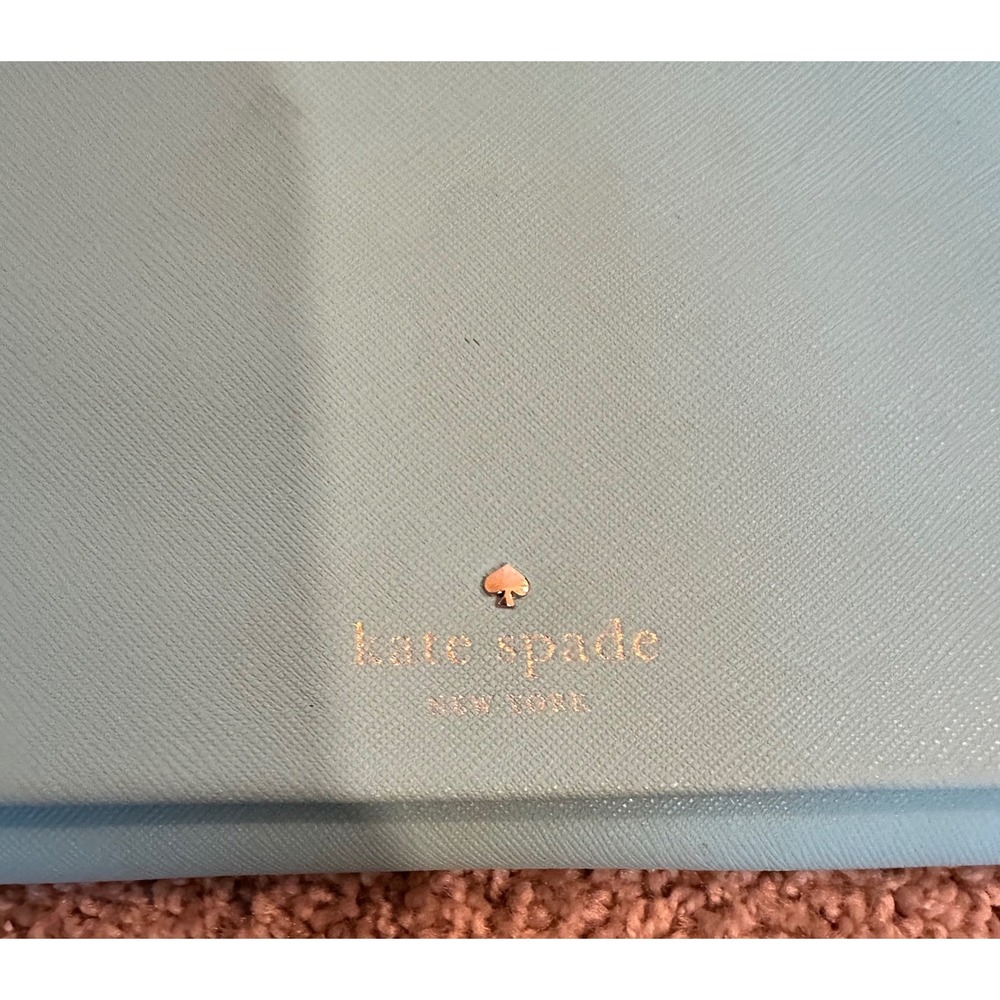 Kate Spade New York Light Blue Saffiano Leather Crossbody Bag Flap Wallet Purse - Picture 2 of 6